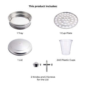 EXCLUSIVE DELUXE STAINLESS STEEL HOLY DOUBLE TRAY COMMUNION SET 80 <b>PLASTIC</b> CUPS <b>MIRROR</b> FINISH BOTTOM RING DURABLE CHURCH SERVING - Product Image 3