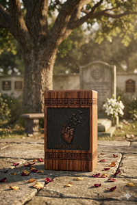 Wooden <b>Memorial</b> Urn Keepsake Cremation Ash Holder Carved Heart Pattern Remembrance <b>Gift</b> for the Deceased - Product Image 2