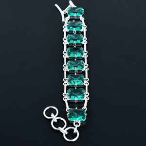 Green Apatite Handmade <b>Bracelet</b> 925 Sterling <b>Silver</b> <b>Adjustable</b> Statement Jewelry Bold Gift For Her Luxury - Product Image 4