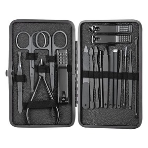 Kit de manucure en acier inoxydable avec étui, ensemble de manucure portable, style classique pour adultes, 10 en 1 - Product Image 3