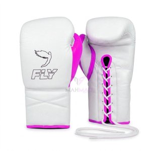 Gants de boxe professionnels RTS en cuir de vachette blanc, lacés, respirants et légers pour l'entraînement de boxe et le frappeur de sacs de frappe. - Product Image 1