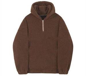 Sweat-shirt à capuche unisexe surdimensionné en polaire avec fermeture éclair, couleur unie, décontracté, pour l'hiver, coupe classique, en polyester tricoté - Product Image 1