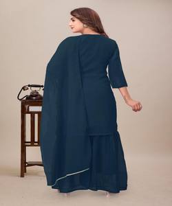 NOUVELLE ARRIVÉE : Ensemble Sharara en Georgette avec Broderies et Dupatta – Tenue de Cérémonie – Prix de Gros – Vêtement Ethnique en Coton Teel Tissé - Product Image 2