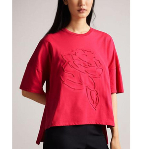 เสื้อยืดผู้หญิงสีแดงพิมพ์โลโก้ตามสั่ง เสื้อยืดสกรีนลายสำหรับผู้หญิง เสื้อยืดผู้หญิงพิมพ์โลโก้ราคาถูก - Product Image 2