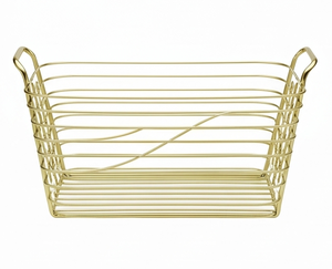 Modern <b>Rectangle</b> Metal Wire <b>Storage</b> <b>Basket</b> With Handles Multi-Purpose Neatening Organizer Stylish Home Accent - Product Image 1
