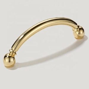 Poignée de barre de luxe non laquée en laiton pour tiroir de meuble, commode, quincaillerie de mobilier avec extrémité sphérique, poignées de porte de placard de chambre - Product Image 6