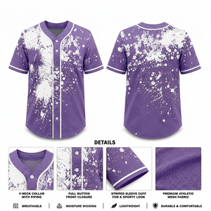 Camiseta de Béisbol con Botones, Jersey Deportivo de Poliéster, Proveedor Mayorista, Jersey de Béisbol Sublimado Personalizado - Product Image 2