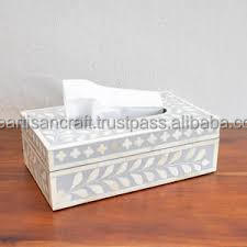 Caja de pañuelos con incrustaciones de hueso hecha a mano, soporte de madera decorativo, sala de estar elegante para diseño étnico, dormitorio u oficina, regalo único - Product Image 3