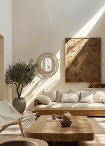 Espejo Redondo de Pared de Ratán Natural con Textura Tejida Cálida, Decoración Vintage para Sala de Estar y Hogar - Product Image 6