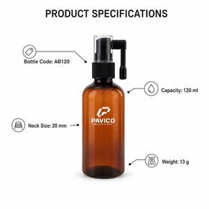Flacon pulvérisateur rond en PET ambré de 120 ml avec pompe noire, sérigraphié, pour fabricant d'emballages cosmétiques au Vietnam - Product Image 6