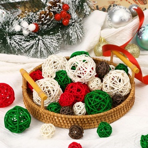 Colorful <b>christmas</b> balls natural rattan hanging ball wholesale supply holiday decor accessories - Product Image 4