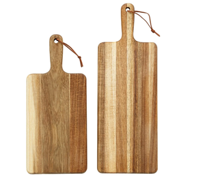 Planche à découper rectangulaire pliable en acacia à grain apparent, bicolore, écologique, épaisseur 1,5 cm, pour cuisine HORECA, gravure personnalisée OEM - Product Image 6
