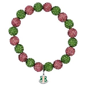 Bracelet Élastique Breloque Bouclier Vert Rose, Bijou Tendance, Accessoire Cadeau, Bracelet Perles Élégant, Bijou Statement pour Femme - Product Image 1