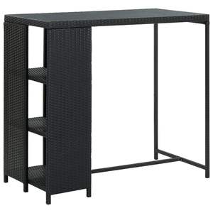 Tavolo da bar in rattan PE nero e acciaio 47,2 x 23,6 x 43,3 pollici - Product Image 1