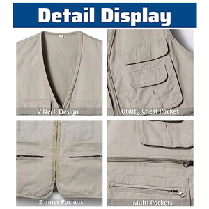Custom Color High Visibility <b>Canvas</b> Security Vest Button Closure Breathable Eco-Friendly Men's Tactical Workwear Yellow Green - Product Image 6