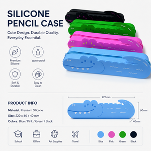 CrocPal Premium - Estuche para Lápices, Impermeable, Duradero, con Cierre de Cremallera, Organizador, Estuche de Papelería con Diseño de Cocodrilo para la Escuela - Product Image 5