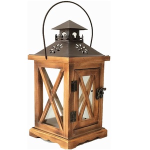 Export Quality Wooden Rustic <b>Lantern</b> with Farmhouse Style for Table Top Mantle Wall Hanging Display Wooden <b>Lantern</b> <b>Candle</b> Holder - Product Image 1
