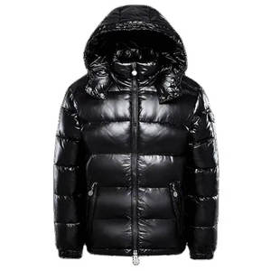 Blouson Bomber d'Hiver Personnalisé pour Homme, Brillant, Style Urbain, à Capuche, Col Montant, Réversible, Grande Taille, Noir, Doudoune d'Extérieur - Product Image 4