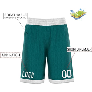 Pantalones Cortos de Baloncesto para Hombre, Color Verde con Ribete Blanco, Impresión por Sublimación, Secado Rápido, Cintura Elástica, Logotipo Personalizado, Número 00 - Product Image 3