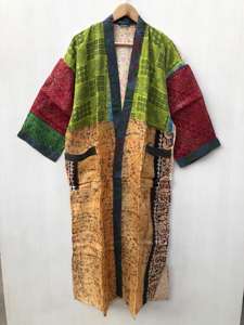 Kimono largo de seda para jardín, bata floral de seda estilo sari, kimono vintage de sari, vestido suave para fiesta en la playa, kimono indio de seda hecho a mano - Product Image 3