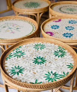 Bandeja de perlas incrustadas de ratán, de lujo - Product Image 3