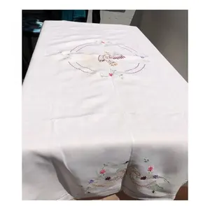 Bird Embroidered 100% Organic Cotton Fabric GOTS Certificate Table Cloths New Beautiful Different Sizes Print Table Cover Sets