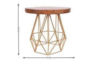 Modern Geometric Metal <b>Cake</b> <b>Stand</b> with Wooden Top Decorative Dessert Display <b>Stand</b> for <b>Cakes</b> Cupcakes Party Decor - Product Image 2