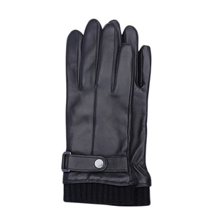 Leather <b>Gloves</b> Wrist Length Unlined Plain Style Thermal Winter Daily Use Men's Casual Warm <b>Gloves</b> - Product Image 2