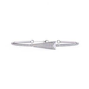 Bracelet à maillons en or massif 14 carats rose doré avec diamant taille émeraude serti griffe flèche, de luxe, unisexe, pour anniversaire et usage quotidien - Product Image 3