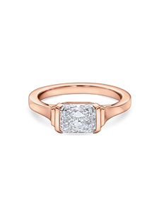 แหวนหมั้นเพชรทรงเรเดียนท์คัทแบบอีสต์เวสต์ แหวนแต่งงานเพชรเม็ดเดี่ยว 1 กะรัต เพชรเรเดียนท์สีเหลืองคานารี แหวนทองคำขาว VS2 - Product Image 2