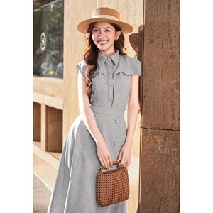 Blusa Elegante Gris para Mujer, Cuello Marinero, Corte Entallado, Sin Mangas, Estilo Oficina Chic, Poliéster y Spandex, MELA, ODM OEM - Product Image 4
