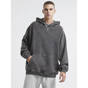 Sweat à capuche oversize délavé pour homme, style vintage, unisexe, streetwear pour couples, coupe décontractée - Product Image 3