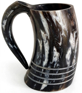 Jarra de Cuerno Estilo Vikingo Hecha a Mano con Diseño de Barco Tallado, Cuerno de Búfalo Natural, Taza Decorativa Rústica Antigua para Beber - Product Image 6