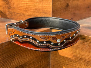 Vente chaude dernier collier de chien en cuir taillé à la main Floral pour animaux de compagnie véritable accessoire réglable rembourré en cuir véritable pour ceinture de cou - Product Image 2