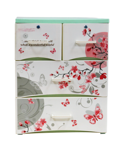 Meuble de rangement floral multifonctionnel à 4 niveaux en plastique moulé par injection, étanche et durable, pour chambre et salon - Product Image 2