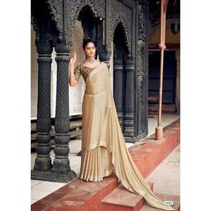 ผ้าซาติน zari ซับใส่ทำงาน Saree กับเสื้อ unstitched - Product Image 1