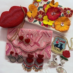 Bolso de Mano Hecho a Mano con Cuentas Rojas en Forma de Labios, Correa de Cadena, Bolso de Hombro para Mujer, Accesorio de Moda para Fiestas Nocturnas, Bolso Tipo Clutch - Product Image 3