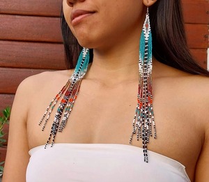 Exquisitos Pendientes Bohemios con Cuentas, Patrón Geométrico, Cuentas Coloridas, Pendientes Largos y Ligeros para Mujer, para Fiestas - Product Image 1
