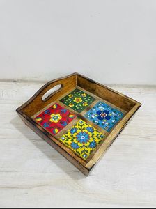 Bandeja de Servir de Madera Hecha a Mano Estilo Art Deco para Bodas y Diwali - Product Image 2