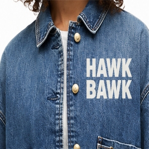 Women's Autumn Washed <b>Denim</b> <b>Jacket</b> Modern Fashion With Hawk Bawk Print Full Sleeve Turn-down Collar Autumn Style <b>Custom</b> Design - Product Image 4