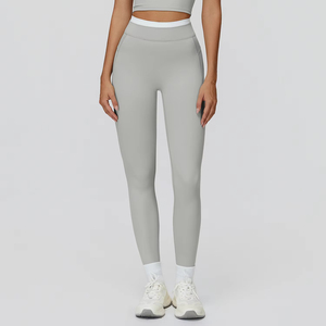 High Waist Full Length Solid Colors <b>Leggings</b> <b>With</b> <b>Pockets</b> Seamless Elastic Waist Four-Way Stretch Yoga <b>Leggings</b> By Run Apparel - Product Image 4