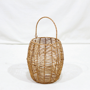 Lanterne ronde en plastique et en fer tissée à la main, écologique, durable, décoration d'intérieur, couleur naturelle - Product Image 5