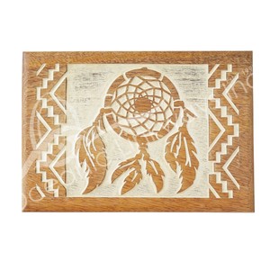 Attrape-rêves mural en bois de manguier sculpté à la main |   Décorations en bois en gros - Product Image 1