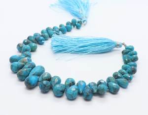Perles de turquoise naturelle d'Arizona facettées en forme de goutte d'eau 5x7-7x14MM, qualité supérieure, pierres précieuses authentiques de turquoise d'Arizona - Product Image 5