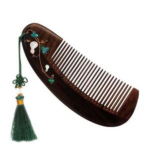 Peigne à cheveux en bois écologique, poli, démêlant, pour cheveux longs, bouclés et soin de la barbe, usage domestique - Product Image 2