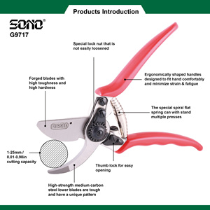 SONO G9717 Industrial Grade Steel Forged Pruning Shears Right-Handed Black <b>Oxide</b> Plated OEM Available - Product Image 2