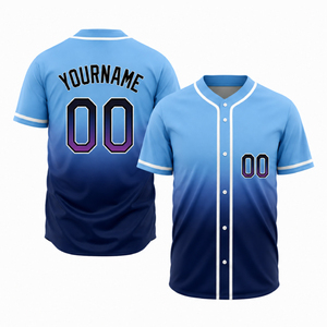 Camiseta de Béisbol con Estampado de Gradiente por Transferencia de Calor Personalizada, Malla Transpirable, Cierre Completo con Botones, Camiseta Deportiva de Secado Rápido 100% - Product Image 5