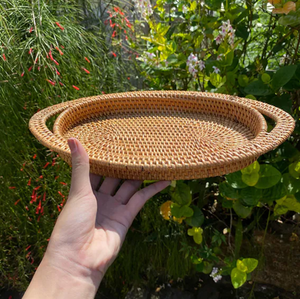 Plateau de service en rotin écologique, décoratif, de qualité supérieure, pour servir et ranger fruits, thé, café, etc. - Product Image 1