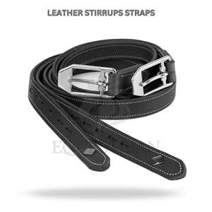 Premium Leather Stirrup Straps English Saddle Stirrup Leathers Equestrian Riding <b>Equipment</b> - Product Image 2