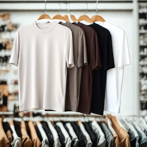 T-shirt en coton 100% lourd, col rond, manches courtes, personnalisable, streetwear décontracté - Product Image 4